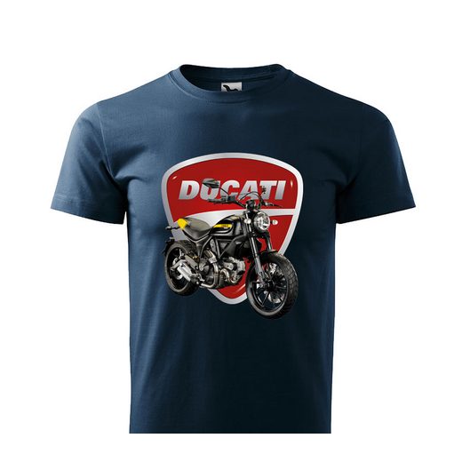PÁNSKÉ TRIKO S MOTIVEM DUCATI SCRAMBLER - TMAVĚ MODRÉ