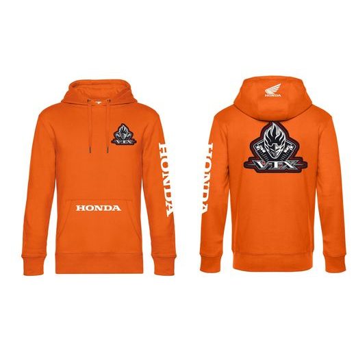 PÁNSKÁ MIKINA S KAPUCÍ A MOTIVEM HONDA VTX - ORANŽOVÁ