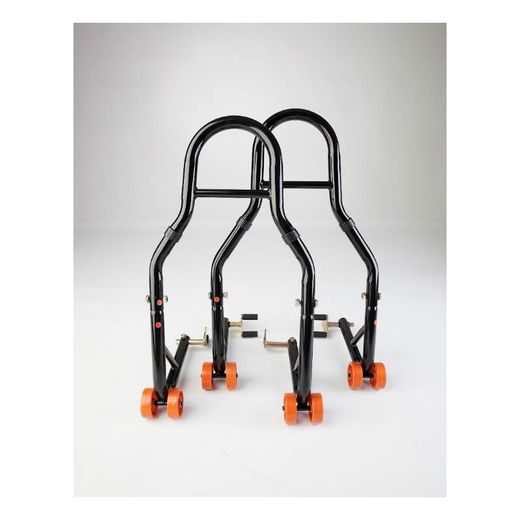 SADA 2 MOTOCYKLOVÝCH STOJANŮ BIKETEC PŘEDNÍ A ZADNÍ TYP-V