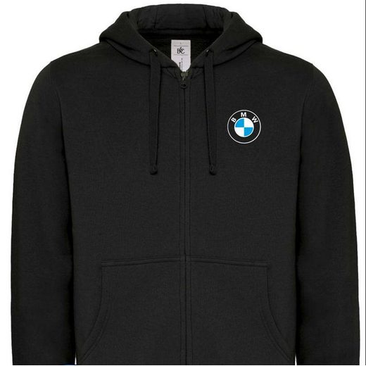 PÁNSKÁ MIKINA NA ZIP S KAPUCÍ A MOTIVEM BMW - VYŠÍVANÁ