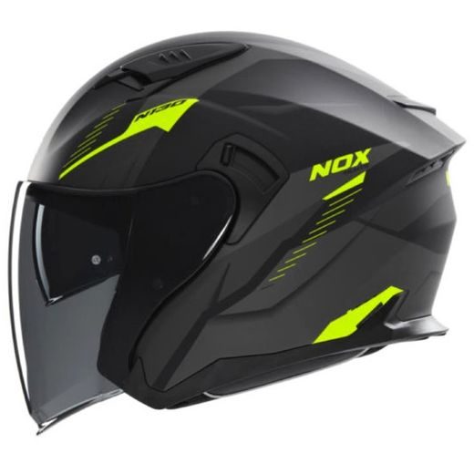 OTEVŘENÁ HELMA SE SLUNEČNÍ CLONOU NOX N130 MYST FLUO