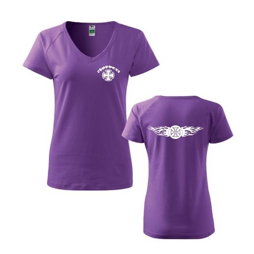 DÁMSKÉ TRIKO S MOTIVEM CHOPPERS - FIALOVÉ