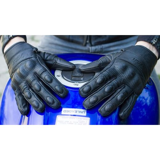 WOLF RACER BLACK KOŽENÉ RUKAVICE NA MOTORKU