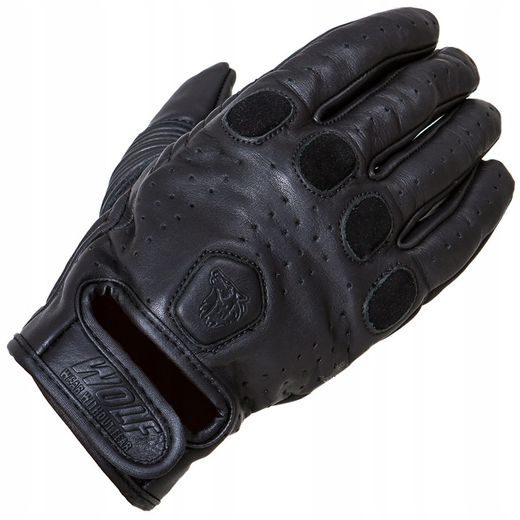 WOLF RIDER BLACK KOŽENÉ RUKAVICE NA MOTORKU