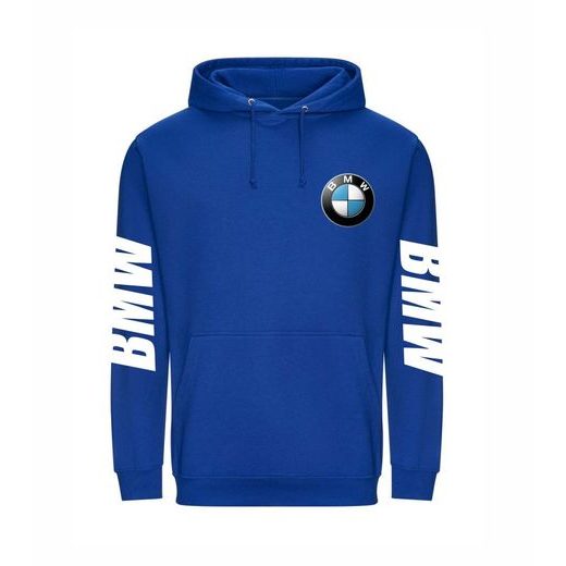 PÁNSKÁ MIKINA S KAPUCÍ A MOTIVEM BMW - KRÁLOVSKY MODRÁ
