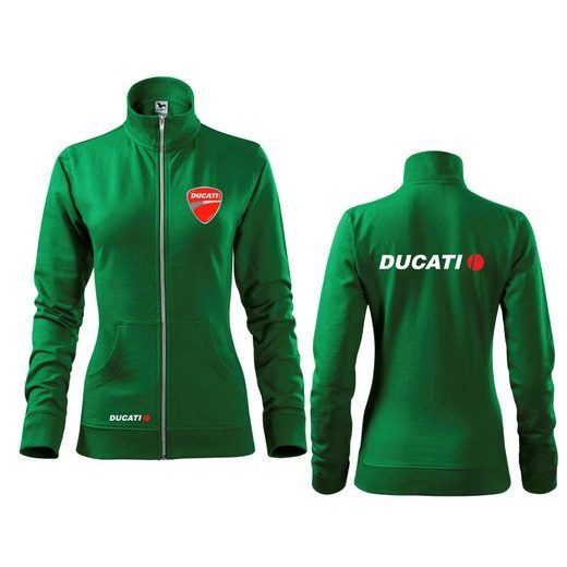 DÁMSKÁ MIKINA NA ZIP S MOTIVEM DUCATI - ZELENÁ