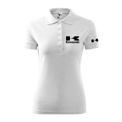 DÁMSKÉ POLO S MOTIVEM KAWASAKI - BÍLÉ
