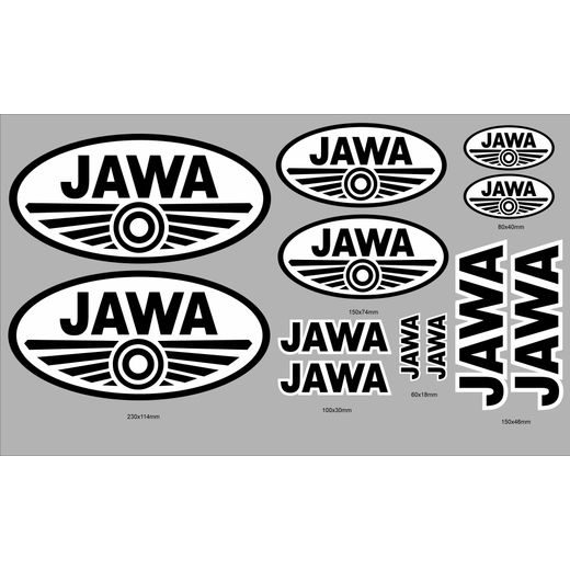 BAREVNÉ SAMOLEPKY S MOTIVEM JAWA - ČERNÉ