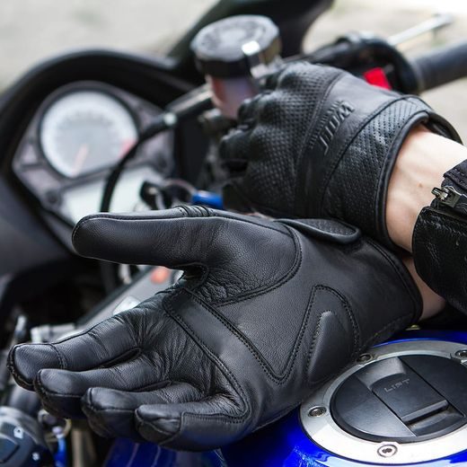 WOLF RACER BLACK KOŽENÉ RUKAVICE NA MOTORKU
