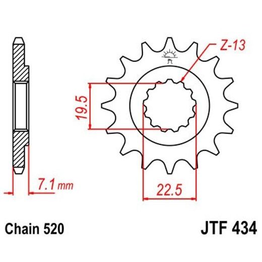 ŘETĚZOVÉ KOLEČKO JT JTF 434-13 13 ZUBŮ, 520