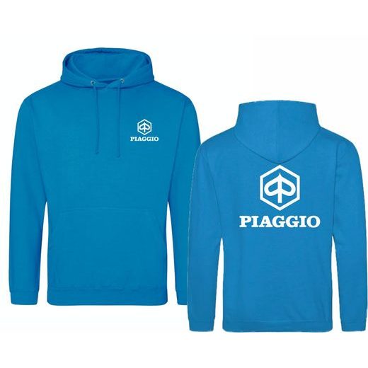 PÁNSKÁ MIKINA S KAPUCÍ A MOTIVEM PIAGGIO 1 - MODRÁ