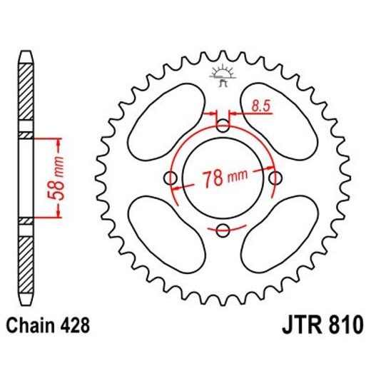 ŘETĚZOVÁ ROZETA JT JTR 810-36 36 ZUBŮ, 428