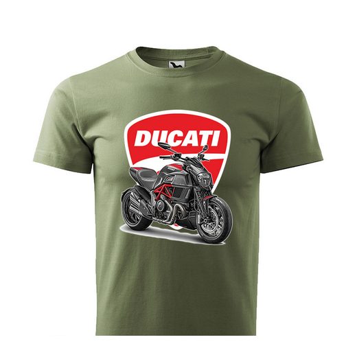 PÁNSKÉ TRIKO S MOTIVEM DUCATI DIAVEL - KHAKI