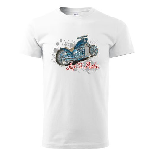 PÁNSKÉ TRIKO S MOTIVEM CHOPPERS LIVE TO RIDE - BÍLÉ