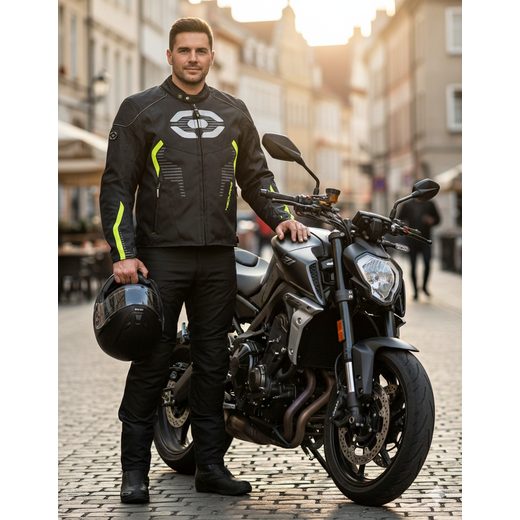 STREET BUNDA NA MOTORKU SPORTSTER 4SQUARE - ČERNÁ/FLUO