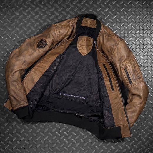 KOŽENÁ BUNDA NA MOTORKU 4SR BOMBER BROWN PATINA