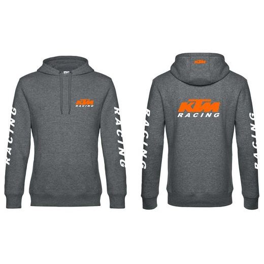 PÁNSKÁ MIKINA S KAPUCÍ A MOTIVEM KTM RACING 2 - ŠEDÁ