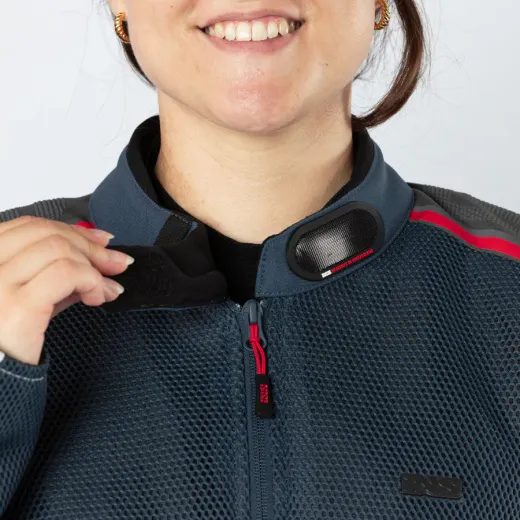 DÁMSKÁ BUNDA IXS TOURSTER-BIG AIR 1.0 X2-161605 SVĚTLE ŠEDÁ-MODRÁ-ČERVENÁ