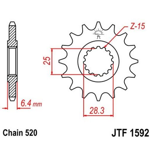 ŘETĚZOVÉ KOLEČKO JT JTF 1592-14 14 ZUBŮ, 520