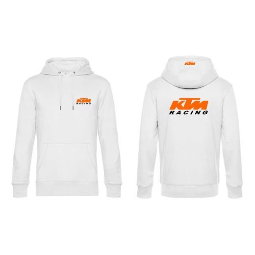 PÁNSKÁ MIKINA S KAPUCÍ A MOTIVEM KTM RACING 1 - BÍLÁ