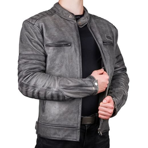 KOŽENÁ BUNDA NA MOTORKU WOLF DESTRO GREY