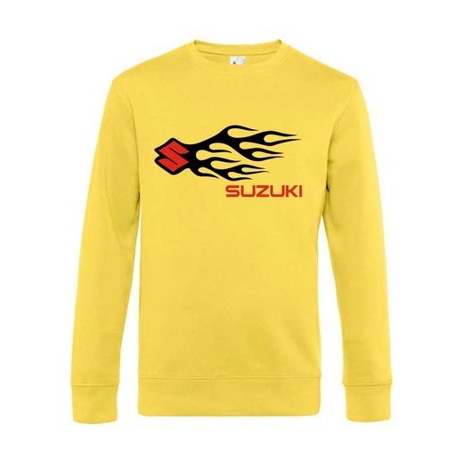 PÁNSKÁ MIKINA S MOTIVEM SUZUKI FLAMES - ŽLUTÁ