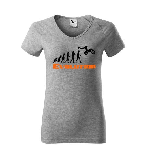 DÁMSKÉ TRIKO S MOTIVEM MOTOCROSS EVOLUTION - ŠEDÉ