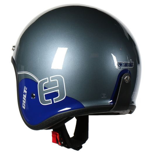 JET HELMA NA MOTORKU SE SLUNEČNÍ CLONOU SPEEDS CULT 2 - GRAPHIC TITAN/MODRÁ/STŘÍBRNÁ LESKLÁ
