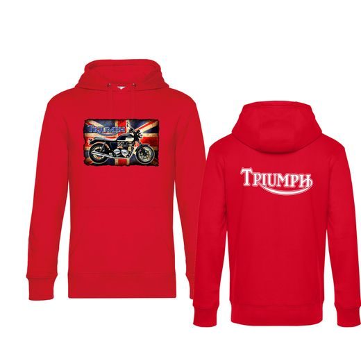 PÁNSKÁ MIKINA S KAPUCÍ A MOTIVEM TRIUMPH FLAG - ČERVENÁ