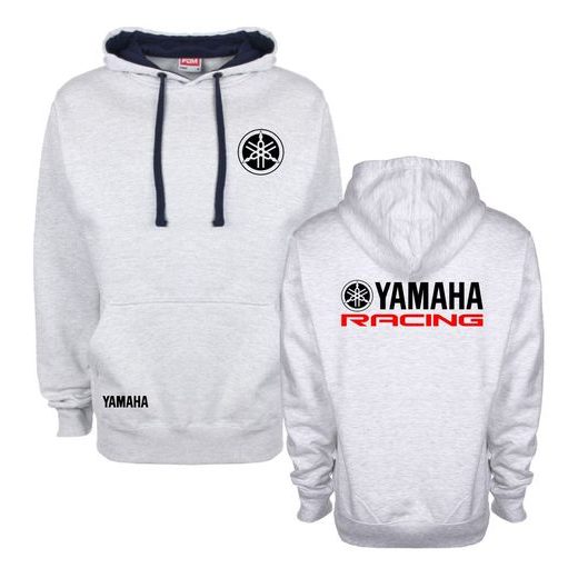 PÁNSKÁ MIKINA S KAPUCÍ A MOTIVEM YAMAHA RACING - ŠEDÁ