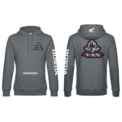 PÁNSKÁ MIKINA S KAPUCÍ A MOTIVEM HONDA VTX - ŠEDÁ