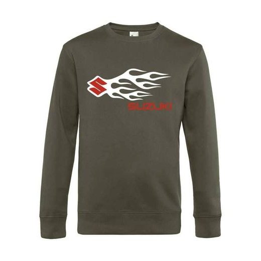 PÁNSKÁ MIKINA S MOTIVEM SUZUKI FLAMES - KHAKI