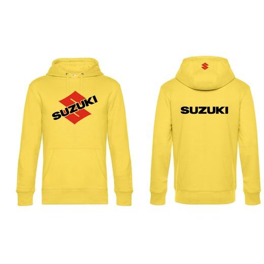 PÁNSKÁ MIKINA S KAPUCÍ A MOTIVEM SUZUKI 1 - ŽLUTÁ