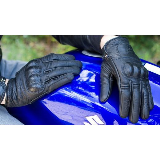 WOLF HORNET BLACK KOŽENÉ RUKAVICE NA MOTORKU