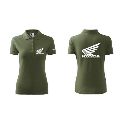 DÁMSKÉ POLO S MOTIVEM HONDA 1 - KHAKI