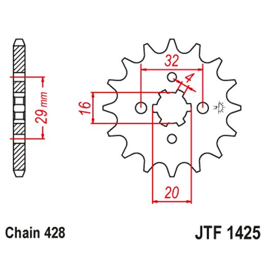 ŘETĚZOVÉ KOLEČKO JT JTF 1425-15 15 ZUBŮ, 428