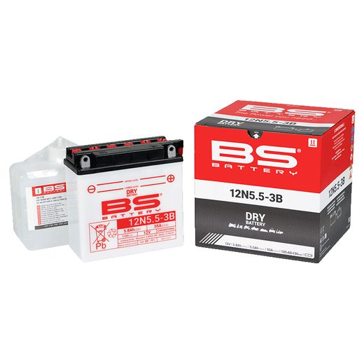 KONVENČNÍ MOTOCYKLOVÁ BATERIE BS-BATTERY 12N5.5-3B VČETNĚ BALENÍ KYSELINY