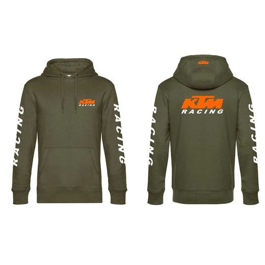 PÁNSKÁ MIKINA S KAPUCÍ A MOTIVEM KTM RACING 2 - KHAKI