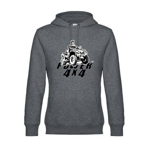 PÁNSKÁ MIKINA S KAPUCÍ A MOTIVEM 4X4 POWER - TMAVĚ ŠEDÁ