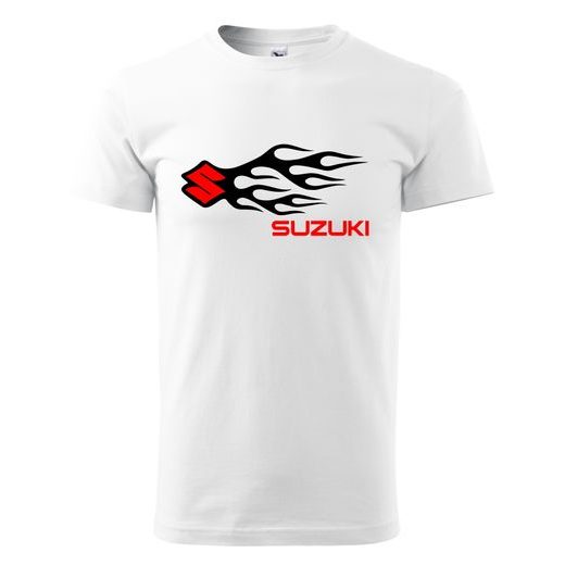 PÁNSKÉ TRIKO S MOTIVEM SUZUKI FLAMES - BÍLÉ