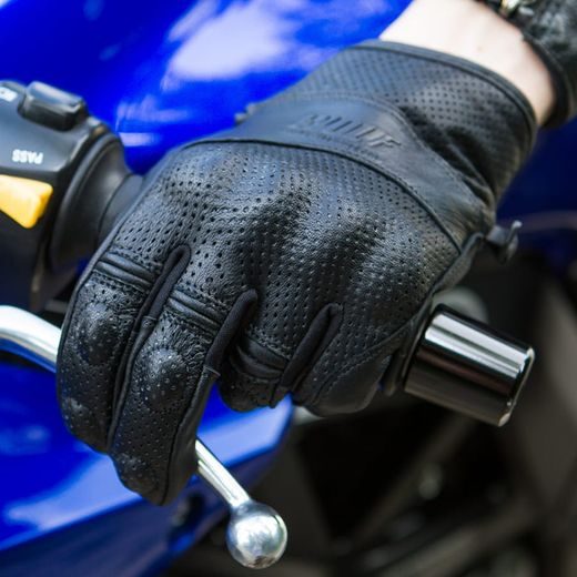 WOLF RACER BLACK KOŽENÉ RUKAVICE NA MOTORKU