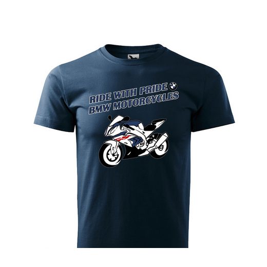 PÁNSKÉ TRIKO S MOTIVEM BMW MOTORCYCLES RACING - TMAVĚ MODRÉ