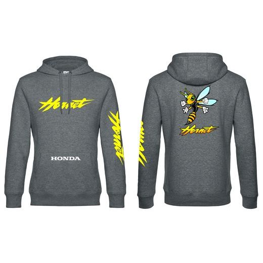 PÁNSKÁ MIKINA S KAPUCÍ A MOTIVEM HONDA HORNET - TMAVĚ ŠEDÁ