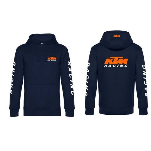 PÁNSKÁ MIKINA S KAPUCÍ A MOTIVEM KTM RACING 2 - TMAVĚ MODRÁ