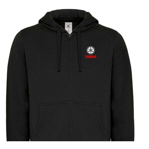 PÁNSKÁ MIKINA NA ZIP S KAPUCÍ A MOTIVEM YAMAHA - VYŠÍVANÁ