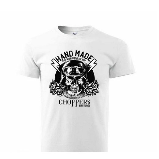 PÁNSKÉ TRIKO S MOTIVEM CHOPPERS HAND MADE - BÍLÉ