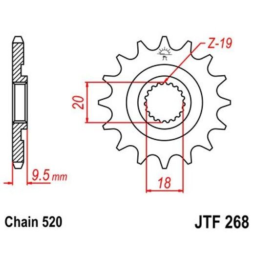 ŘETĚZOVÉ KOLEČKO JT JTF 268-14 14 ZUBŮ, 520