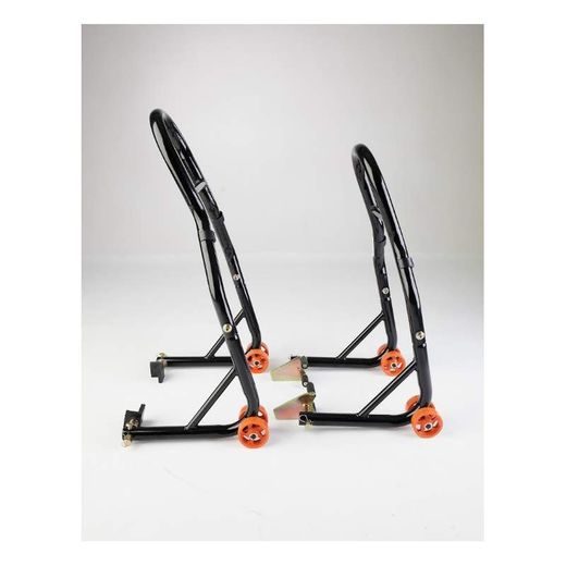 SADA 2 MOTOCYKLOVÝCH STOJANŮ BIKETEC PŘEDNÍ A ZADNÍ TYP-L