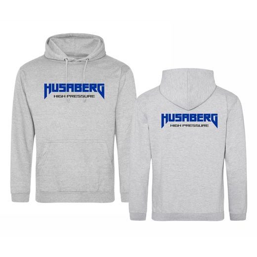 PÁNSKÁ MIKINA S KAPUCÍ A MOTIVEM HUSABERG 2 - ŠEDÁ