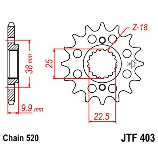 ŘETĚZOVÉ KOLEČKO JT JTF 403-13 13 ZUBŮ, 520